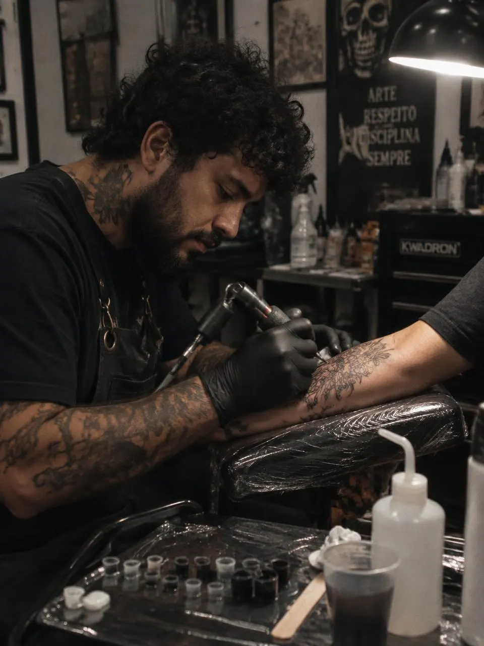 Dante Vilela tatuando um cliente